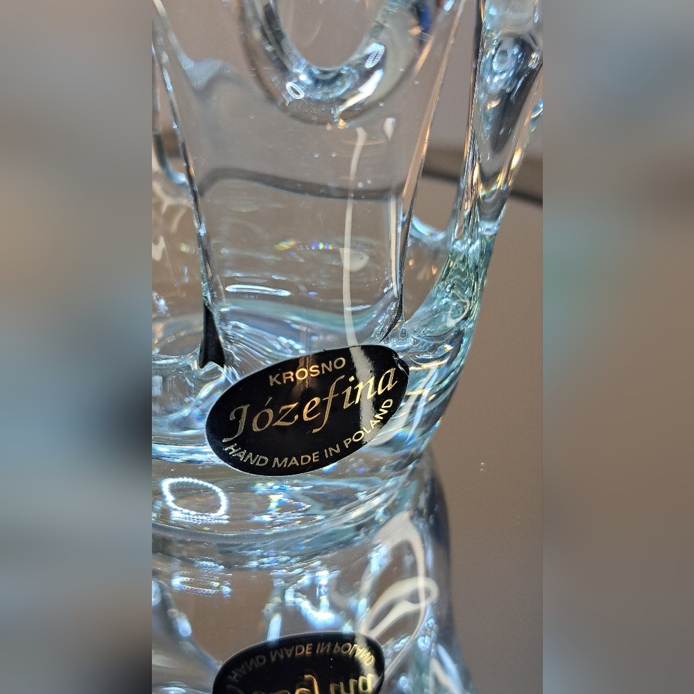 Jozefina Krosno Clear Glass Art Candle Holder or Decorative Vase - Picture 9 of 9